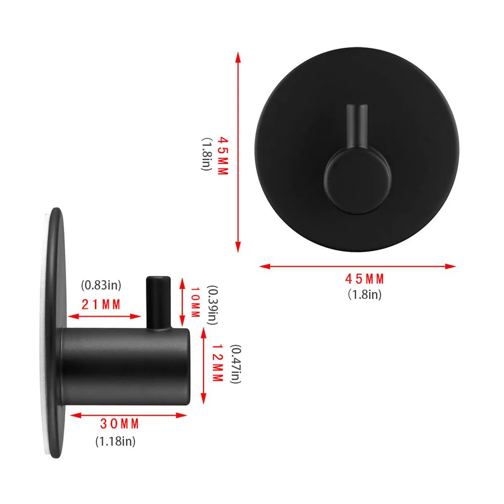 

Stainless Steel Coat Hook Black Self-adhesive Wall Hook Kitchen Bathroom Towel Hook Wall Holder Hat Towel Hanger 4 5x4 5x3cm
