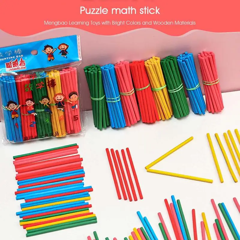 

100pcs Colorful Bamboo Counting Sticks Mathematics Teaching Aids Counting Rod Kids Preschool Math Learning Toys For Children