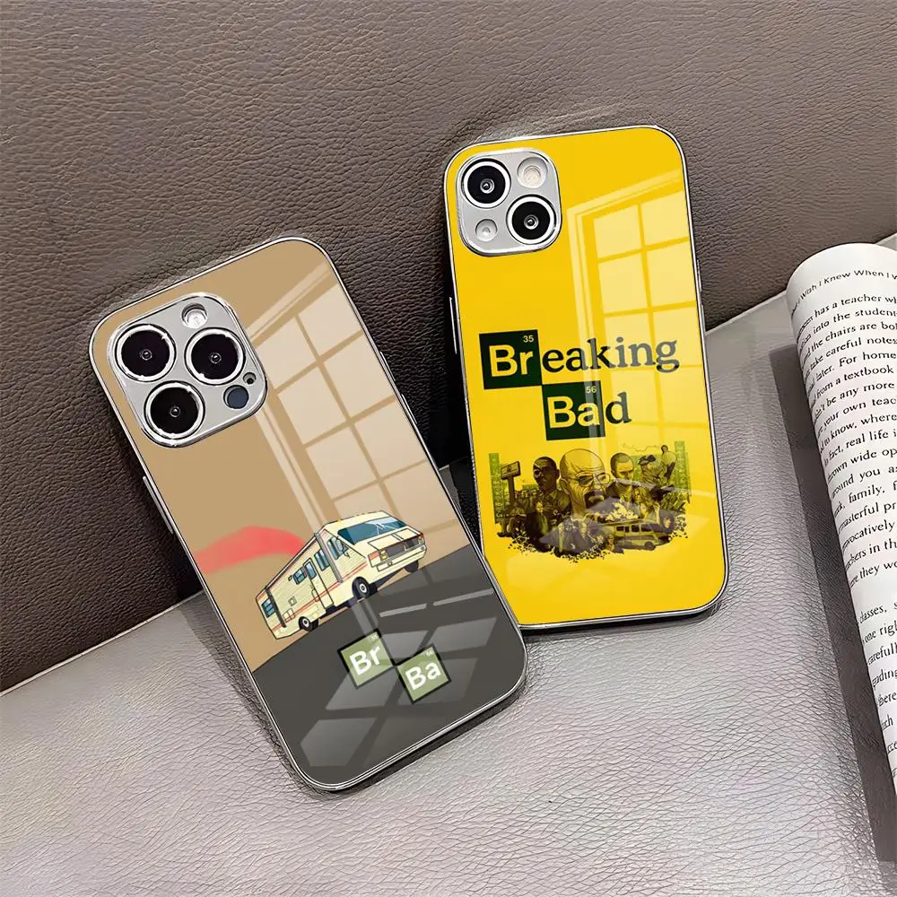 Фото Чехол для телефона TV B-Breaking Bad для iPhone 17 Pro Max 15 Pro 16 14 Plus 12 13 Mini 11 Pro, противоударный, с гальваническим покрытием, стеклянная крышка №1