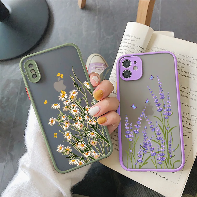 

Butterfly Lavender Higan Flower Phone Case For iphone 6s 7 8 plus SE 2 12 13 mini 11 pro max X XR XS Max Hard Shockproof Case