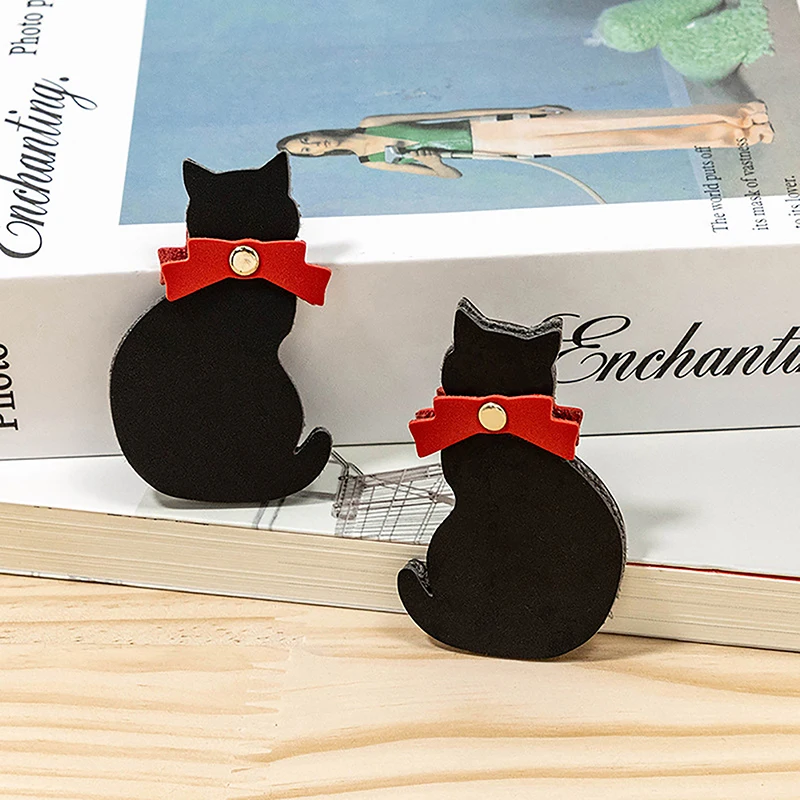 

High Quality PU Leather Cat Bookmark Students Reading Leather Book Page Folder Cute Gift Animal Mini Bookmark For Reading Lovers