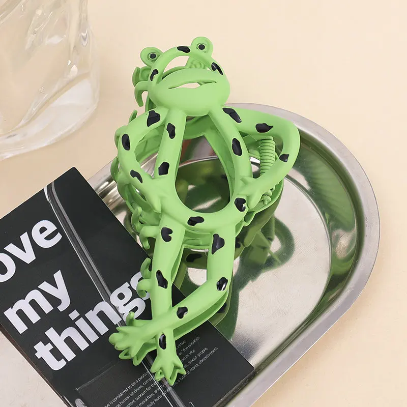 Мультяшная зеленая лягушка большая заколка для волос модная забавная