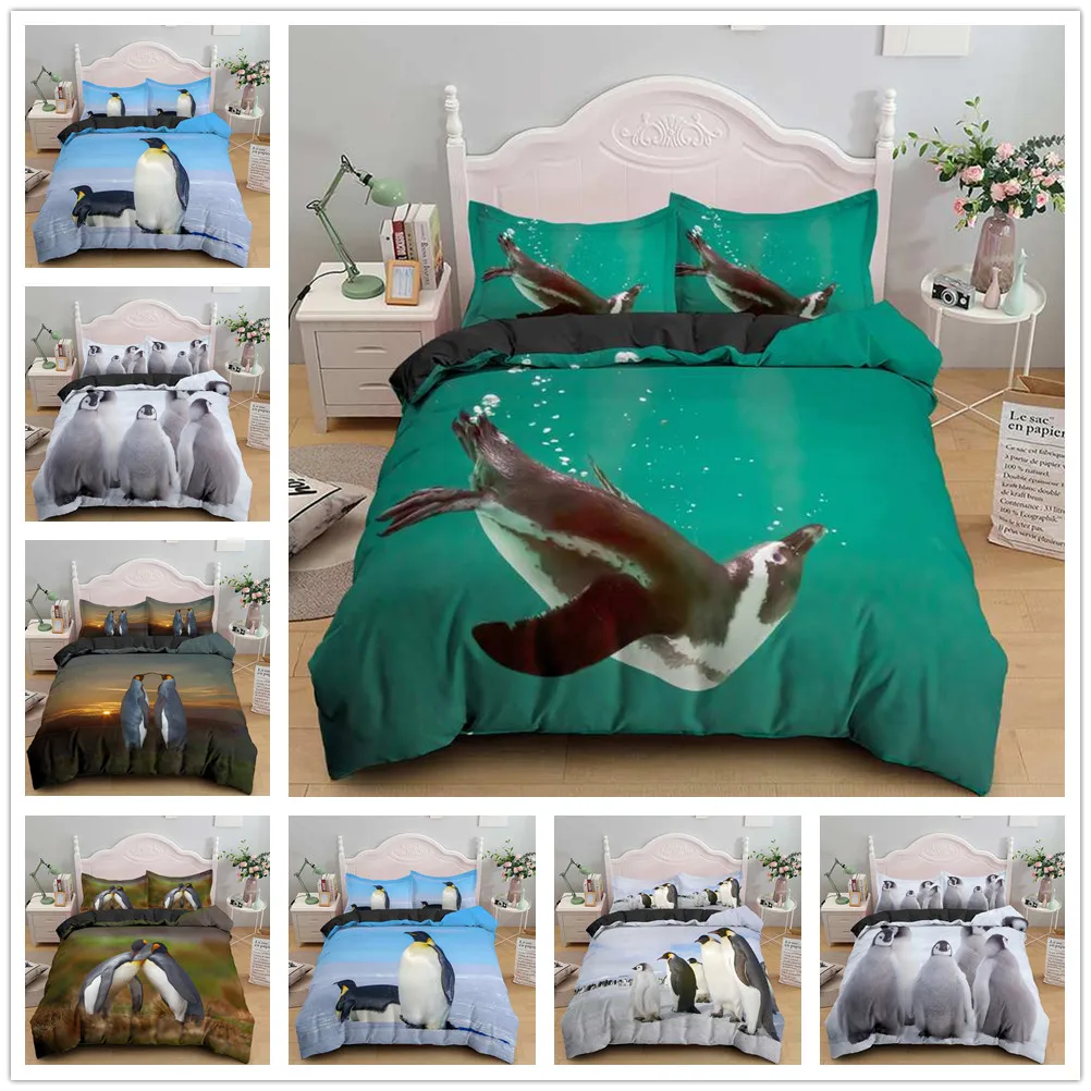 Penguins Duvet Cover&ampPillowcase 3D Printed Bedding Set 2/3 Pcs Double Full Queen King Size Quilt Cover Home Textiles |