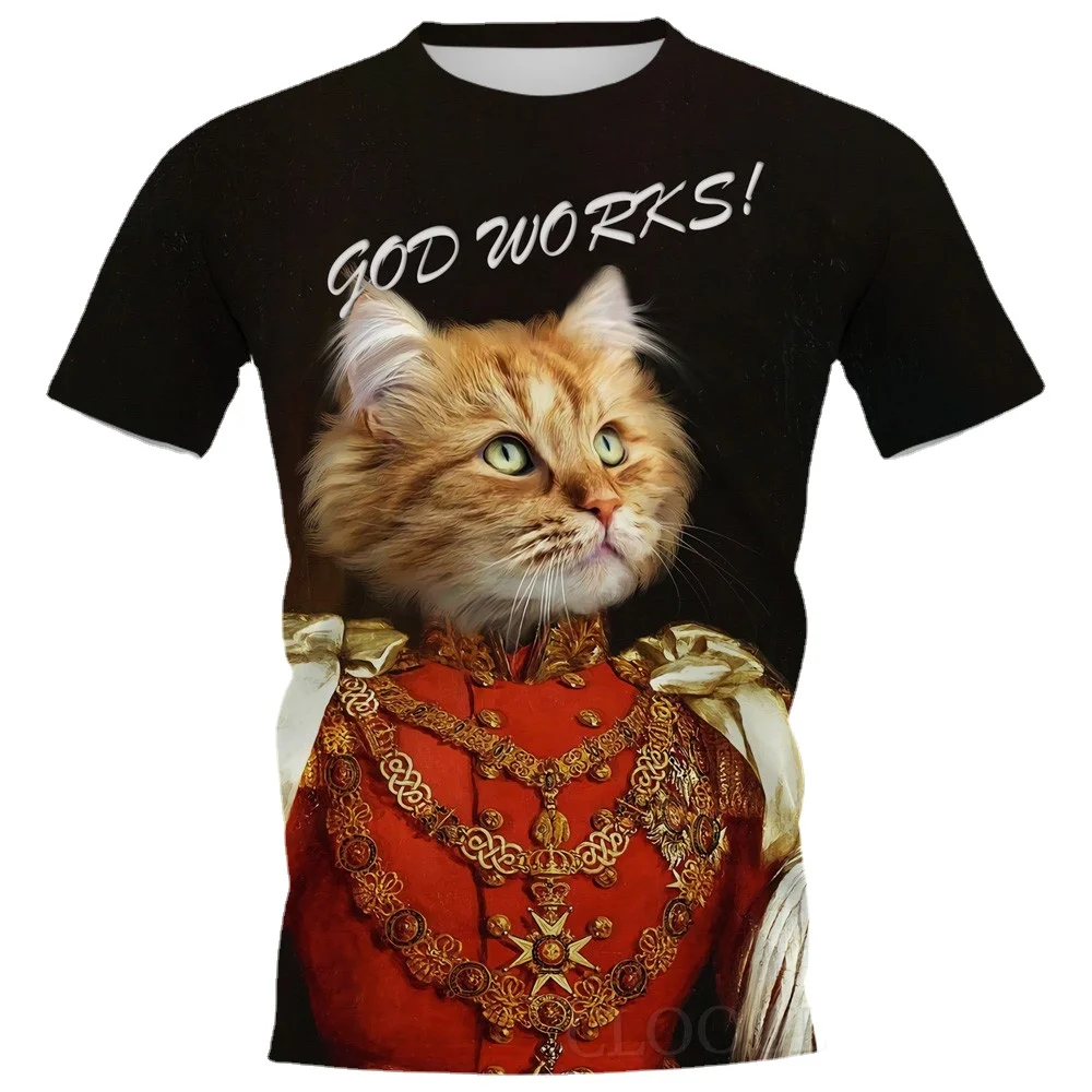 

CLOOCL Fashion Men T-shirt 3D Graphic Animals Cats God Works Printed Tees Casual Short Sleeve Tops Men Clothing Harajuku T-shirt
