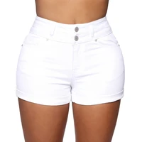 solid slim denim shorts fashion summer stretch skinny white high waist cowboy short women sexy casual black button jeans shorts