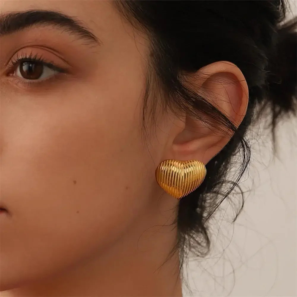 Новые модные 18-каратные позолоченные серьги из нержавеющей стали с сердечками