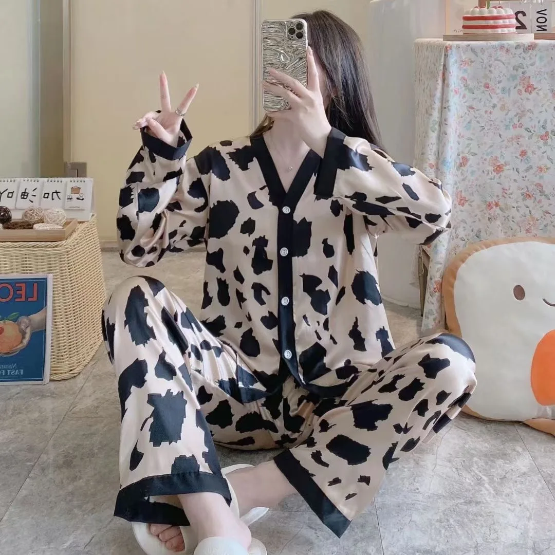 

Женская пижама с длинным рукавом, на пуговицах, с лацканами