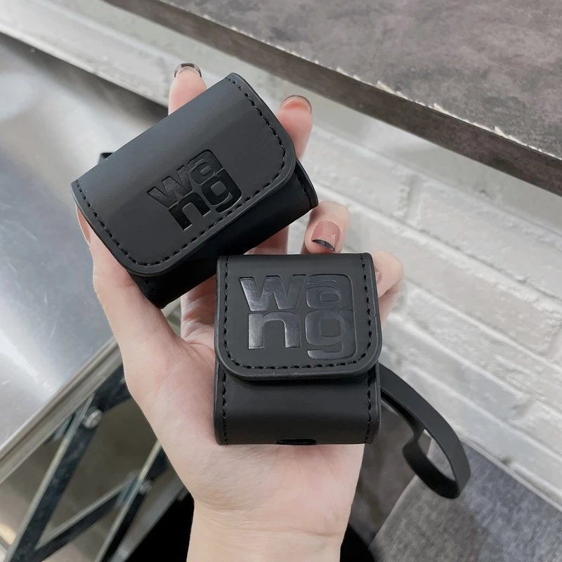 

Luxury Ladies Wang Letter Logo Leather Bag Earphone Case For Apple Airpods 1 2 3 Pro Wireless Bluetooth Headset Protective Cover