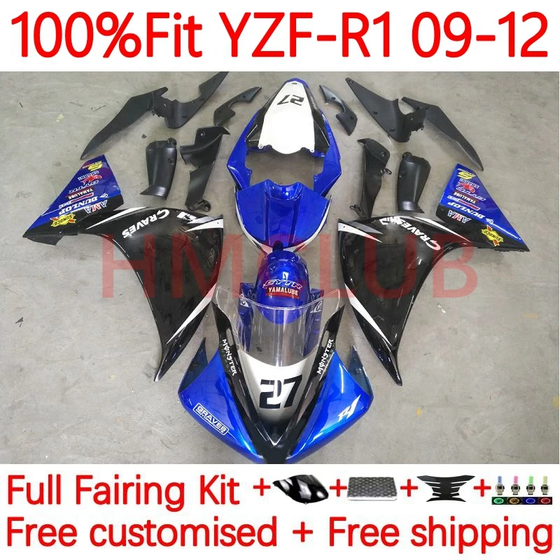 

OEM Body For YAMAHA YZF-R1 YZF R1 R 1 1000 CC YZFR1 2009 2010 2011 2012 YZF1000 09 10 11 12 Injection Fairing 5No.67 cool blue