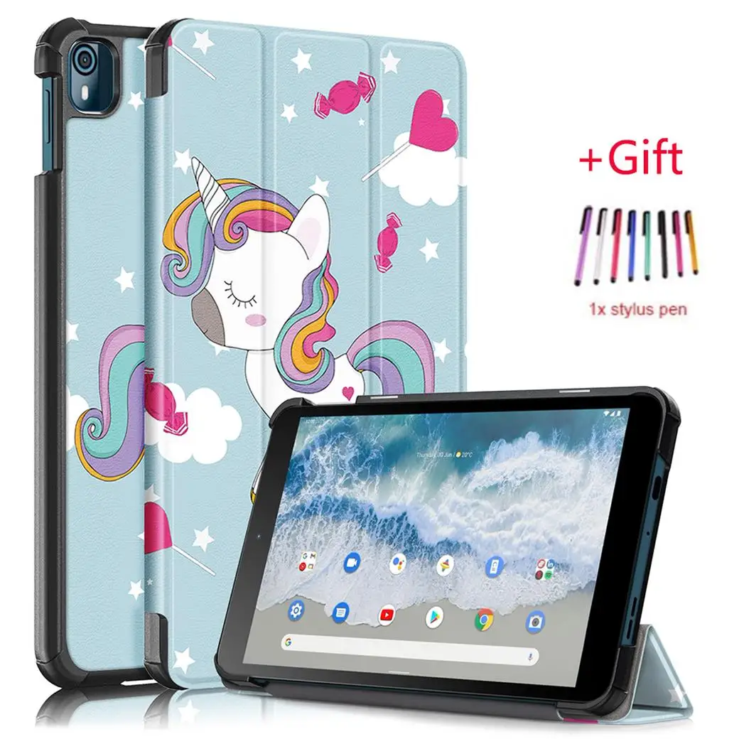 

Case for Nokia T10 8 Inch 2022 Tablet Ultra Slim Three Fold Flip Stand Cover for Nokia T10 Case Funda + Pen