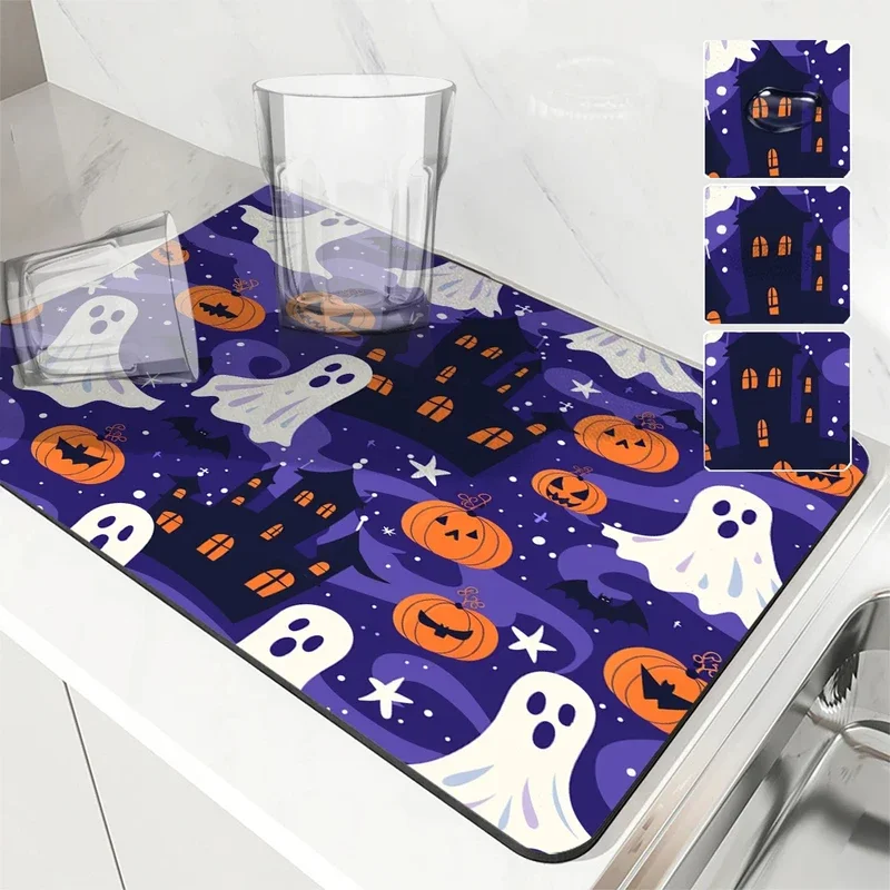 VIKAMA Хэллоуин Мультфильм Тыква Ужас ПВХ Кофейный Коврик Кухонная Тарелка