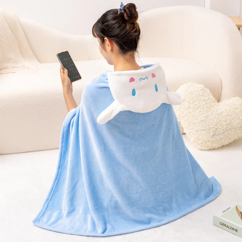 

2023 New Sanrio Kawaii My Melody Cinnamoroll Cartoon Plush Super Soft Flannel Air Conditioning Blanket Blanket Bath Tow