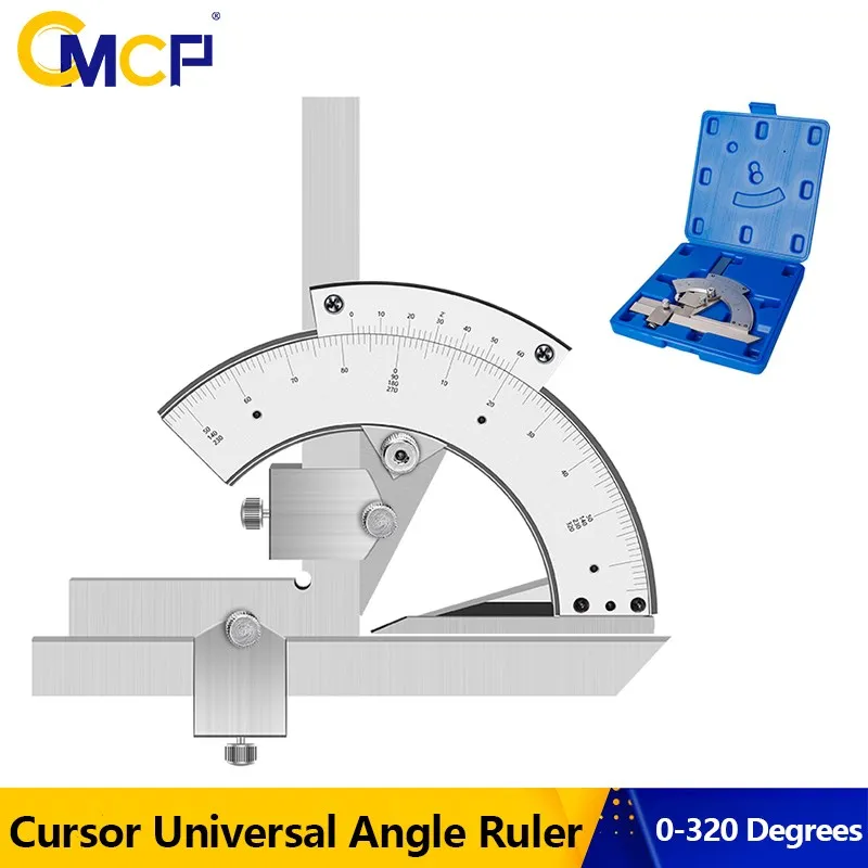 

CMCP Cursor Universal Angle Ruler 0-320 Degrees Bevel Protractor Angle Measuring Stainless Steel Angle Ruler Woodworking1pc