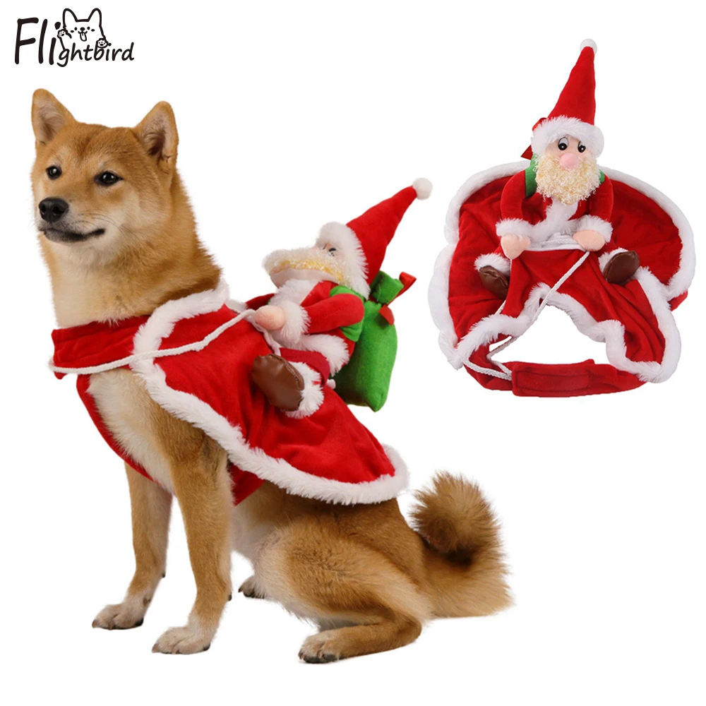 

Christmas Pet Dog Costume Fancy Santa Claus Dressing Up Clothes For Dogs Winter Warm Dog Coat Chihuahua Pug Yorkshire Clothing