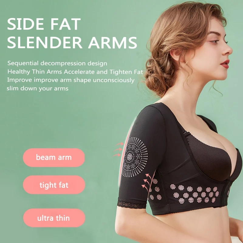 

Women's Chest Support Gathering Posture Corrector Chest Brace up Shapewear Bra Tops Arm Compression Front Closure Bra Tank Top