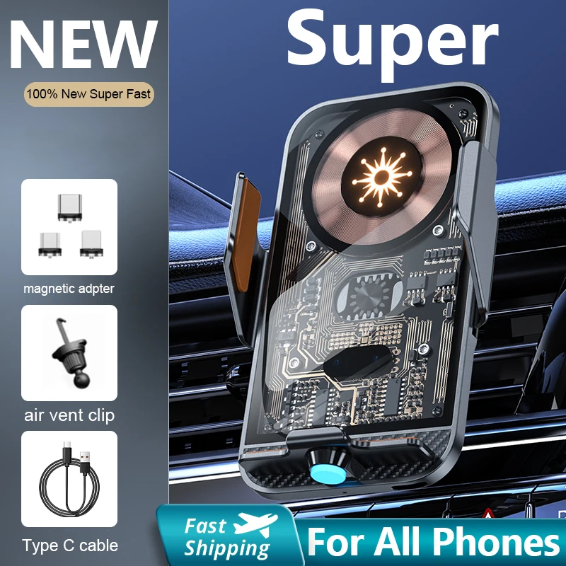 

15W Car Phone Holder Wireless Charger Car Fast Charging Station for iPhone 12 13 14 Pro Max Xiaomi OPPO Huawei Samsung S20 Note