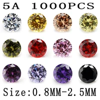 1000 шт Размер 0,8-2,5 мм Круглый свободный циркониевый куб 5A CZ камни белый золотой желтый оливковый розовый черный аметист, Гранат Цвет