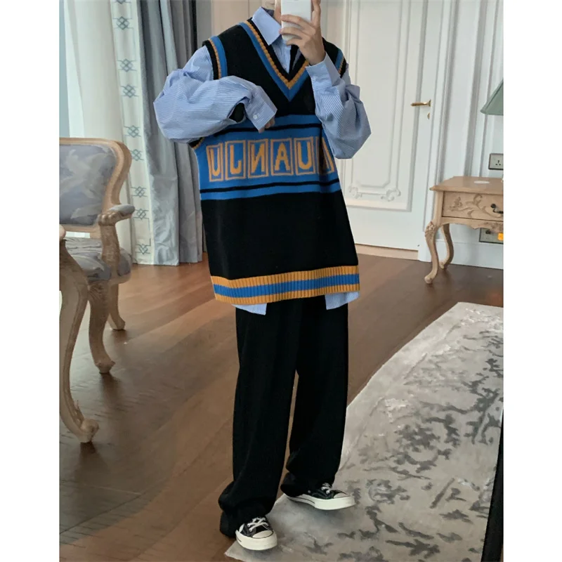 Трикотажный мужской жилет модная повседневная весенняя одежда с буквенным