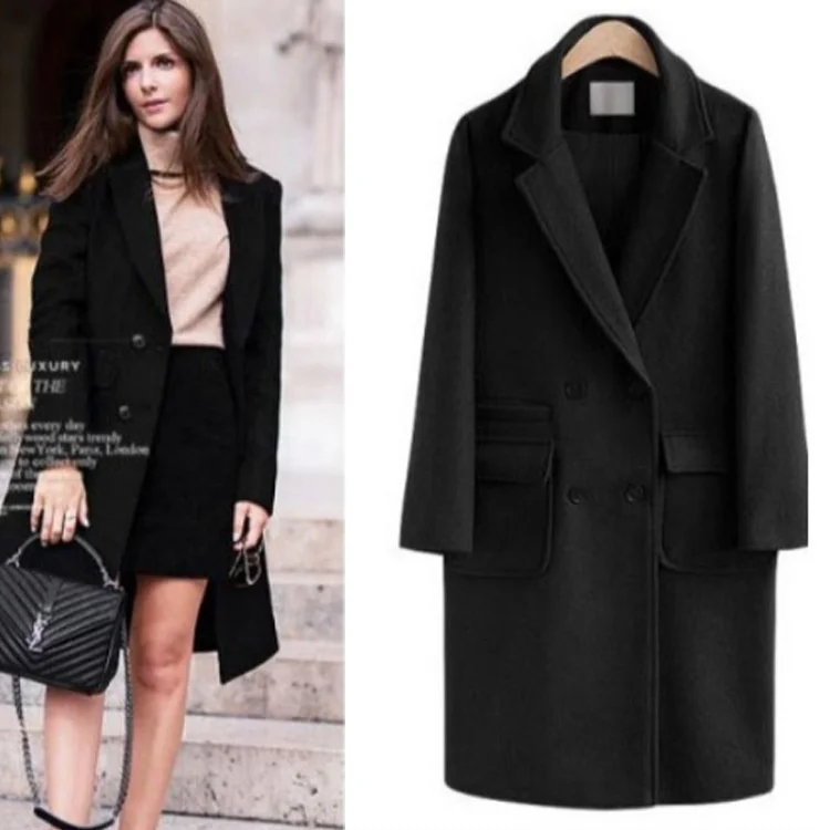 

New Style Large Size Loose Medium Length Woolen Coat Woolen Coat Women's Clothing Autumn Winter 2022