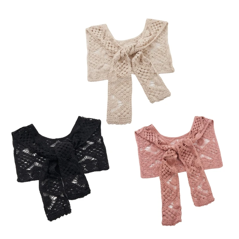 Y166 Элегантная кружевная шаль женская мягкая из хлопчатобумажной ткани вечерняя