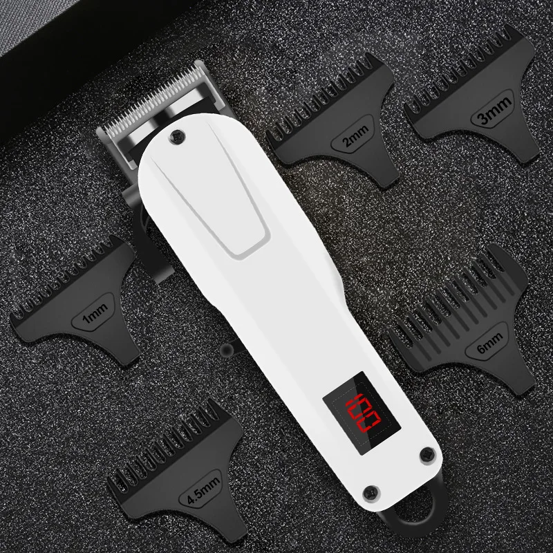 Professional Grade Barber Shop with Hair Clipper LCD Display Cordless Men Haircut Engraver Adjustable Ceramic Head Trimmer