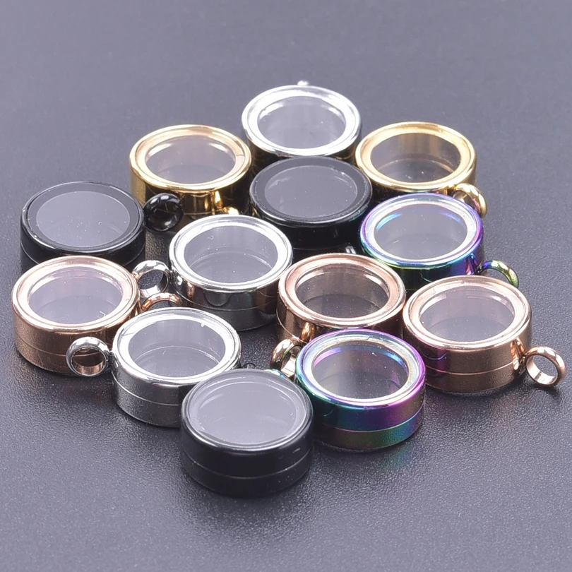 

1pcs Inside Diameter 10mm Round Glass Metal Stainless Steel Locket Pendant Charms For Jewelry Making Supplies DIY Living Memory