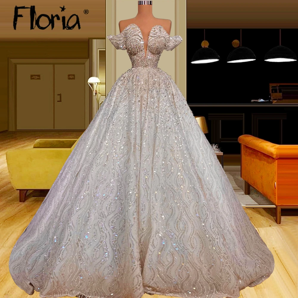 Блестящее искусственное индивидуальное платье с открытыми плечами и бусинами, свадебные платья ручной работы, платье для помолвки в Дубае