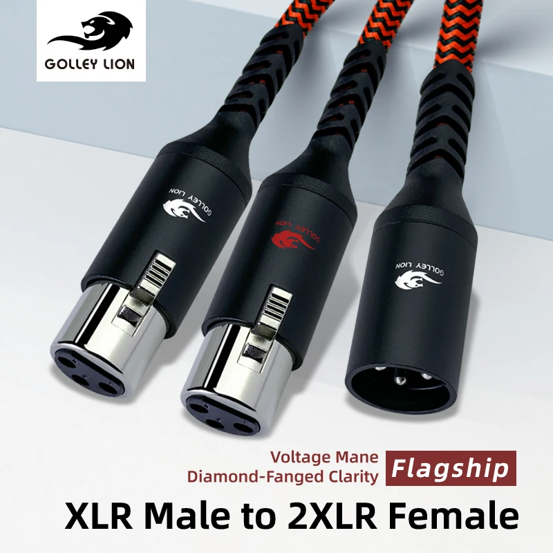 Фото Кабель-разветвитель GOLLEY LION XLR, 3-контактный, с двумя разъемами XLR (женский-мужской), Y-образный (1 штекер на 2 гнезда) №1