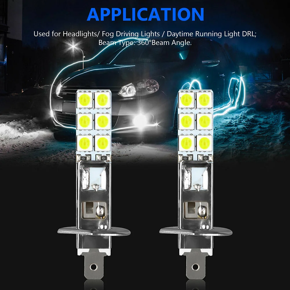 

4pcs H1-12SMD-5050 6000K Super White DC12V-24V LED Headlight Bulbs Kit Fog Driving Light Lamp For Headlights/fog Lights/daytime