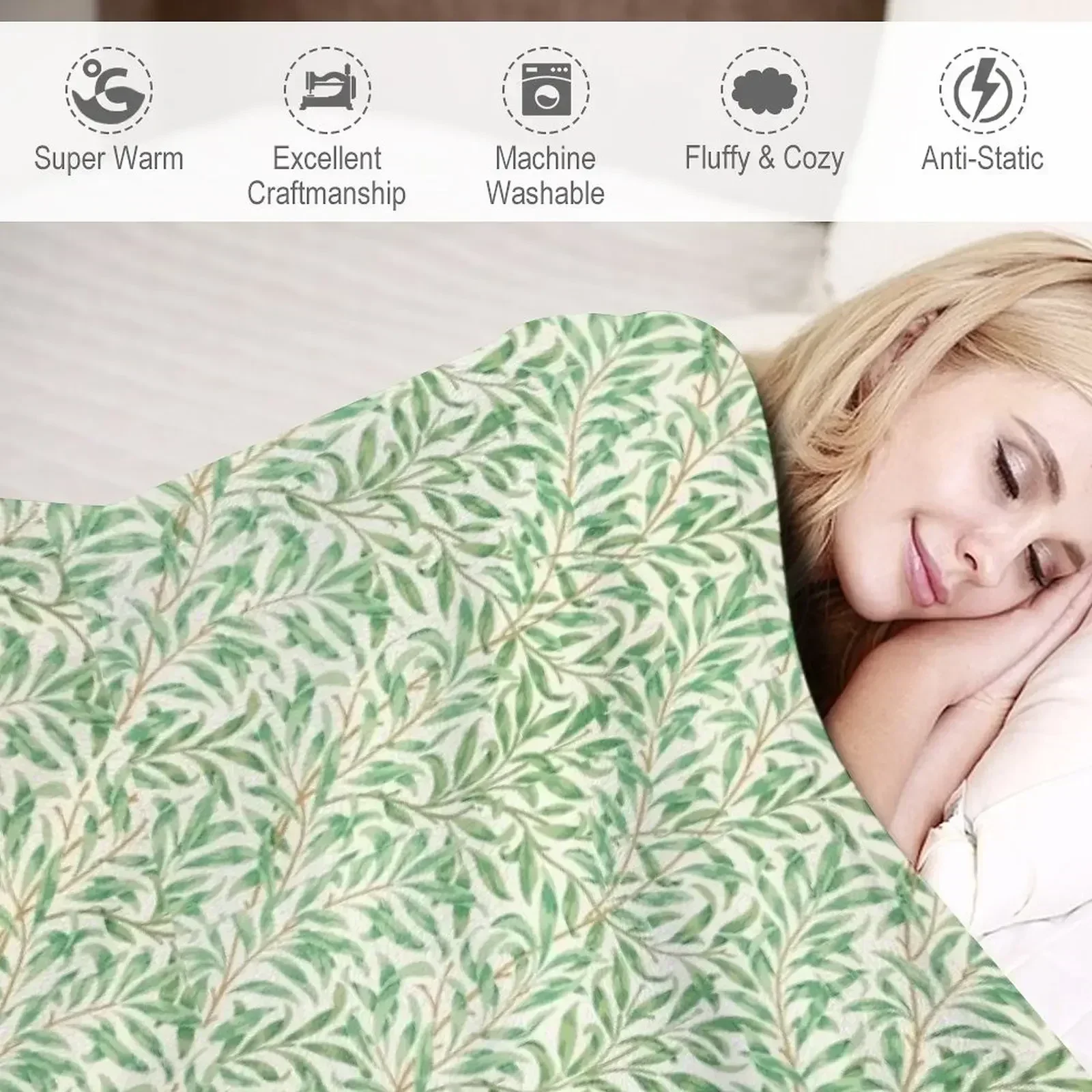 Одеяло Willow Bough от William Morris теплое зимнее Фланелевые одеяла на зиму