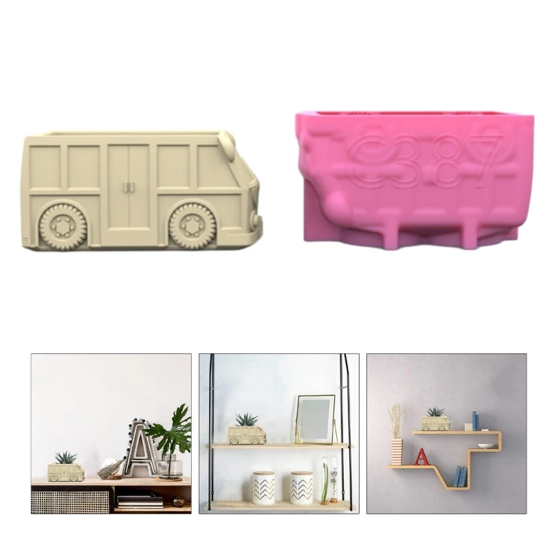 

Small Motorcar Gypsum Flower Pot Silicone Mold Epoxy Resin Casting Mold Succulent Vase Cement Clay Mold Pen Holder Mold