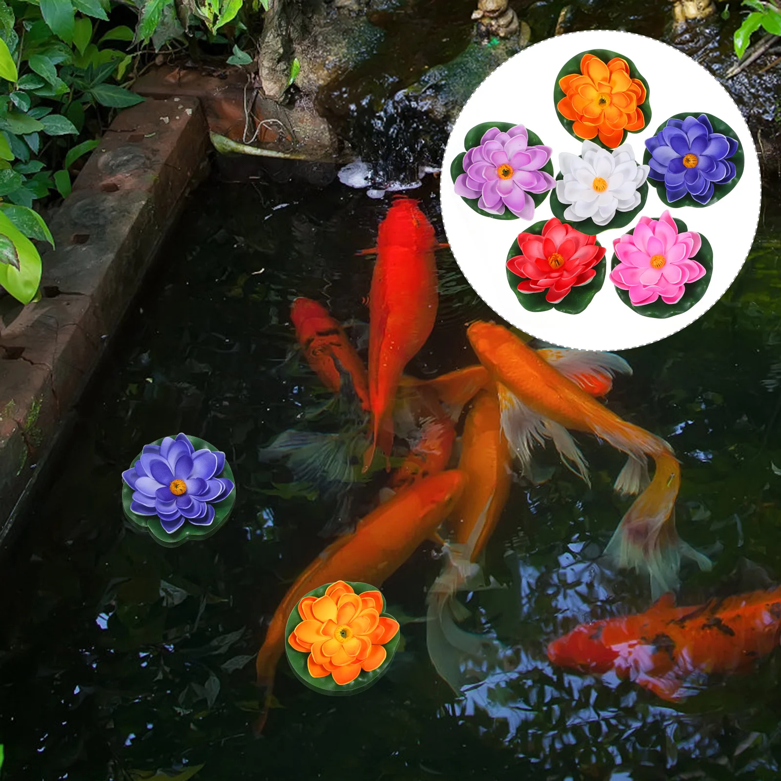 

Artificial Lily Floating Pond Flower Lotus Water Pool Ponds Decorations Lilies Decor Flowers Outdoor Aquarium Float Pads Mat Pad