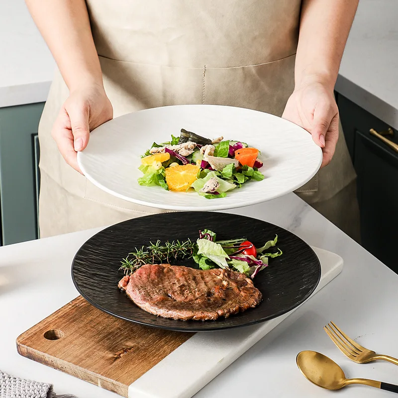 

Criativo padrão de pedra cerâmica placa jantar restaurante do hotel placa bife utensílios de cozinha pratos comida ocidental