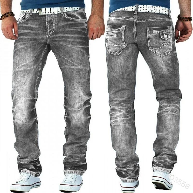 Men Jeans New Casual Straight Trousers Hip Hop Jeans Fashion Boyfriend Jeans Trend Men Clothing  Jeans
