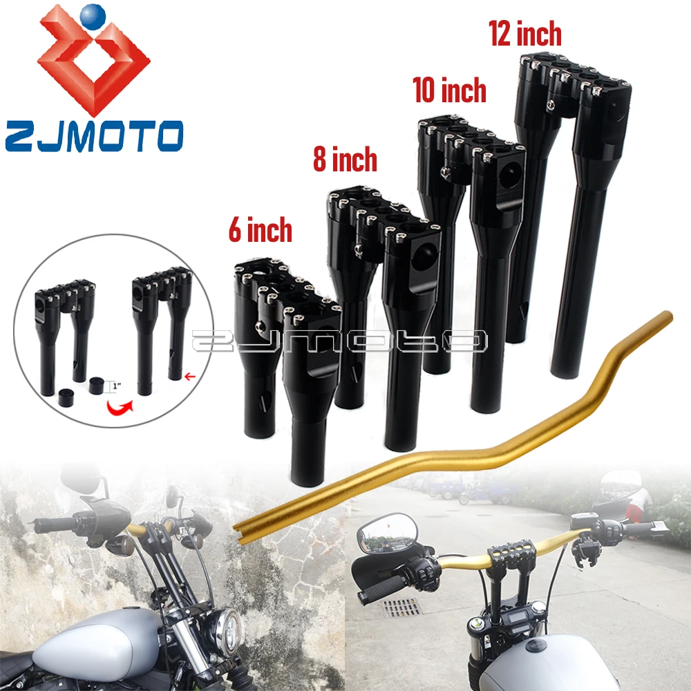 

1-1/8 "Руль Riser комплект универсальный для Harley Sportster XL Dyna Softail Street Bob T ручка монтажный зажим 6" + 1 "-12" + 1 "Risers