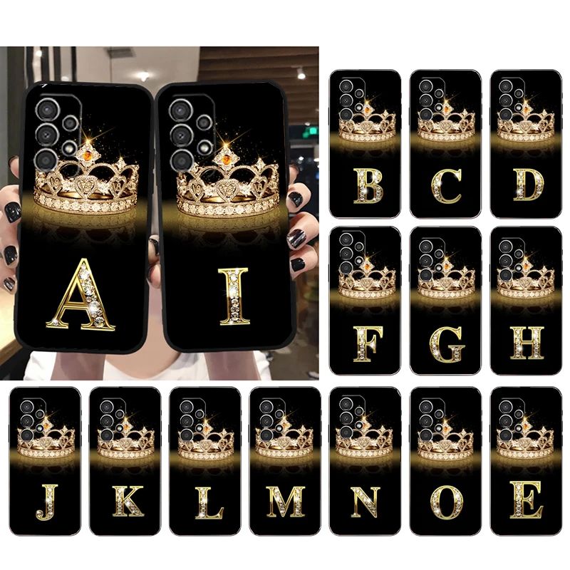 

Diamond Crown Letter Phone Case for Samsung Galaxy A73 A13 A22 A32 A71 A33 A52 A53 A72 A73 A51 A31 A23 A34 A54 A52 A53S Funda