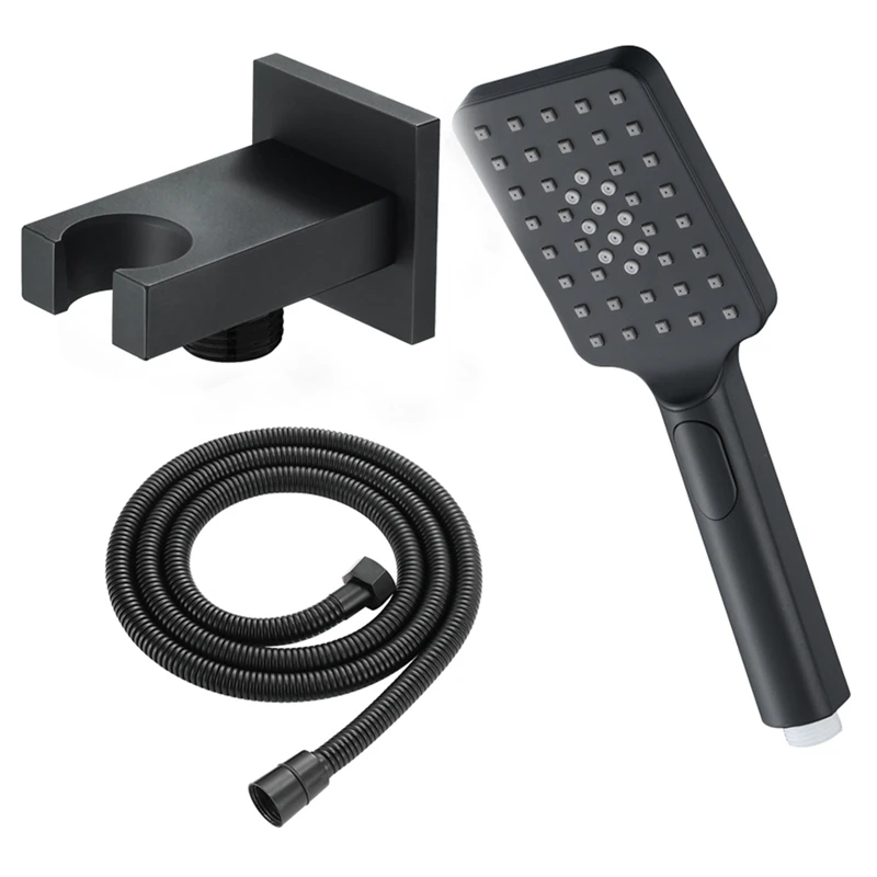 

ABS Square Black 3-Function Handheld Rainfall Spray Booster Shower Head Set Shower Accessories
