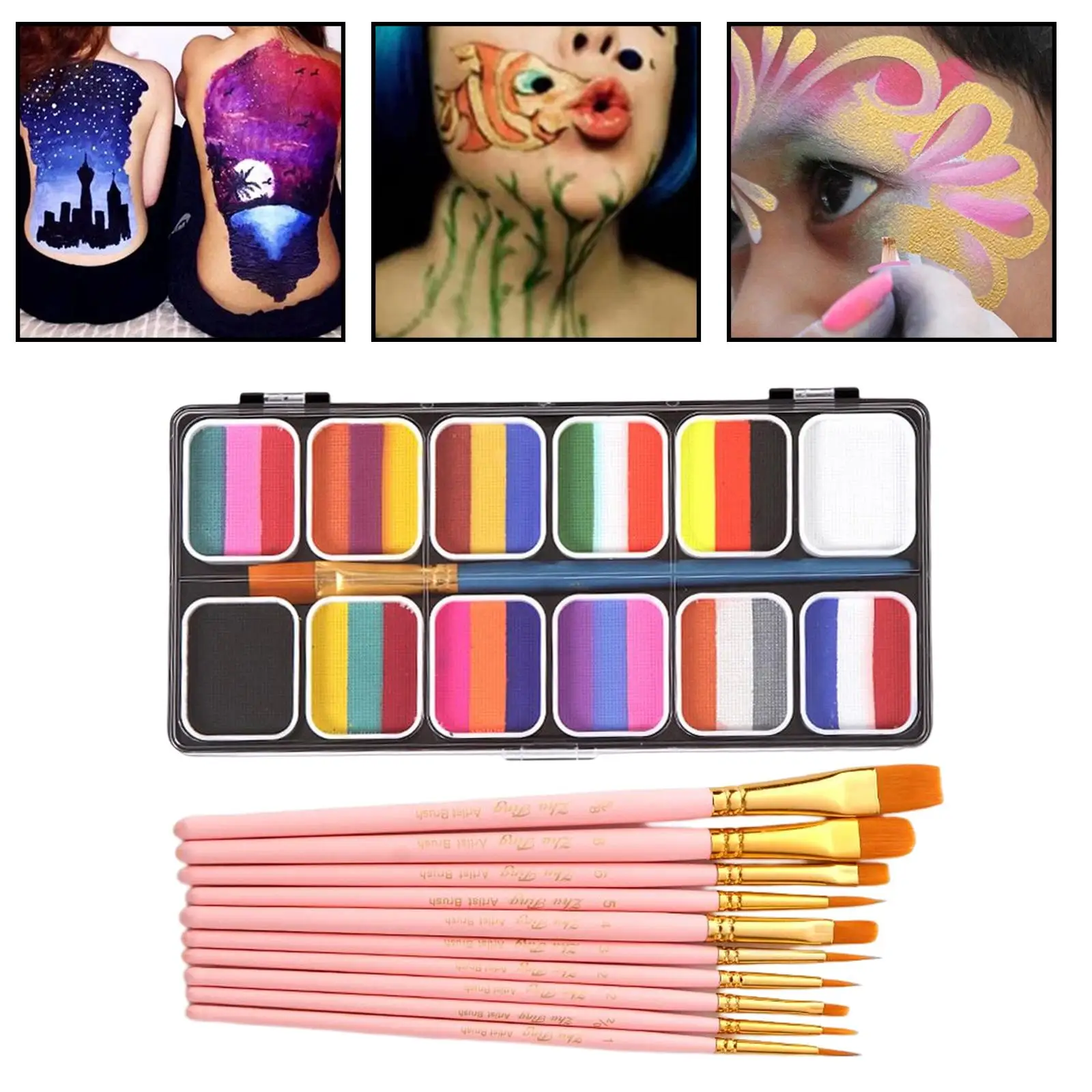 

Face Body Paint with 10 Brushes Professional for Cosplay
