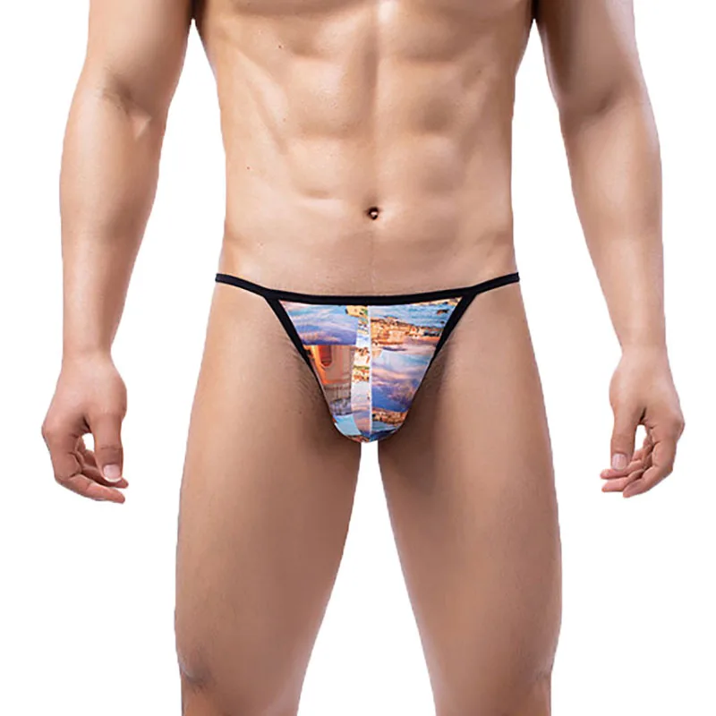 

Sexy Gay Panties Men Printed Underwear Low Waist Jockstrap Sissy Thong G-string Lingerie Erotic String Underpants Thongs Briefs