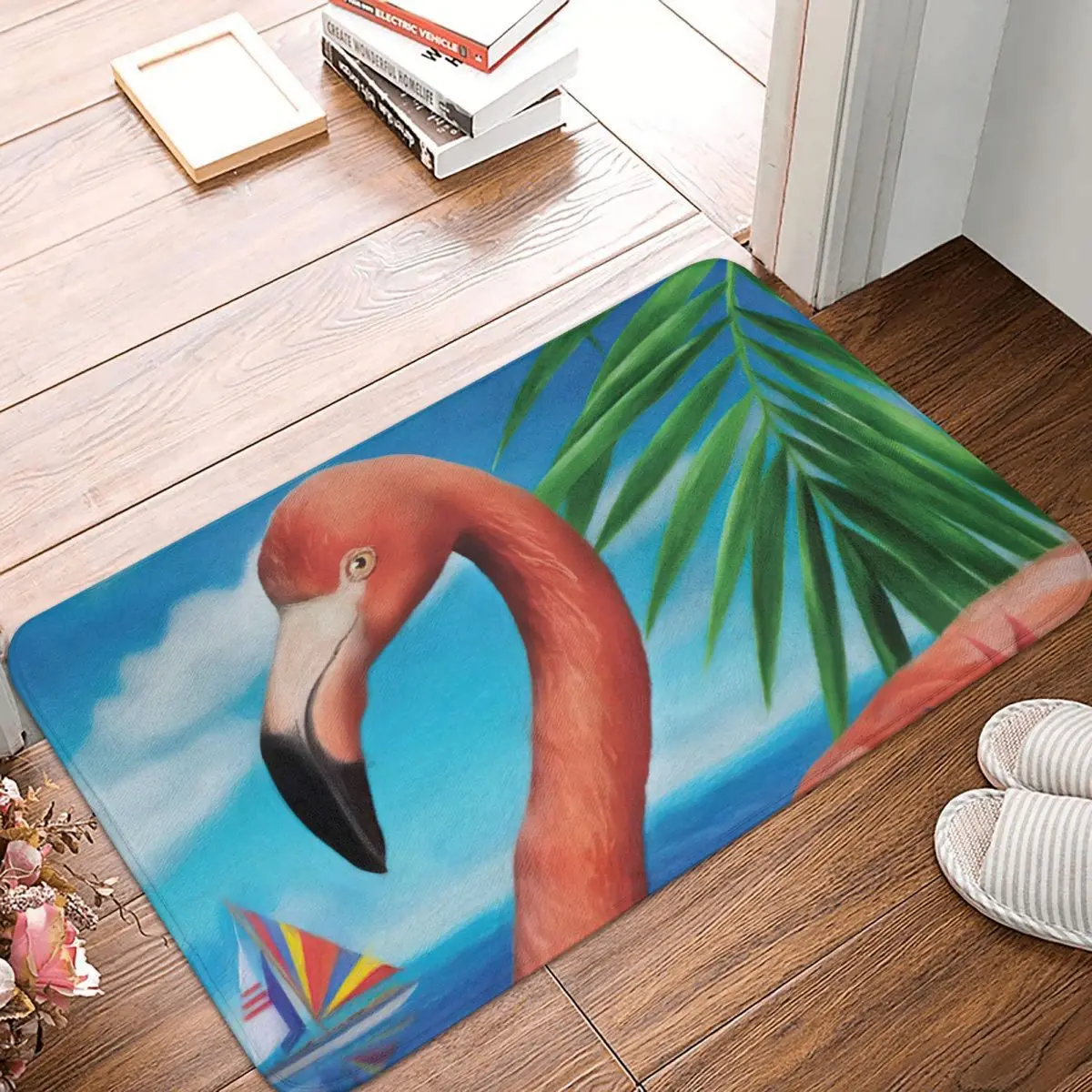 

Flamingo Paradise Summer Doormat Rug Carpet Mat Footpad Bath Mat Non-Slip Toilet Balcony Parlor Durable Washable