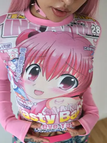 Deeptown  Kawaii аниме футболка женская полиэстер короткая
