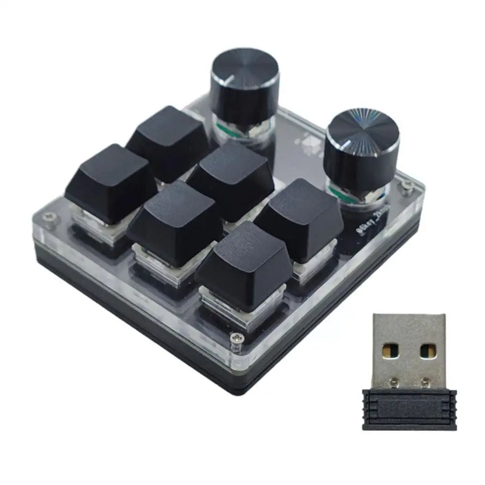 

3 Mode Programming Macro Custom Knob Keyboard 6 Keys Copy Mini Knob Button Paste Keypad Hotswap 2 RGB Macropad Gaming Mecha D5V9