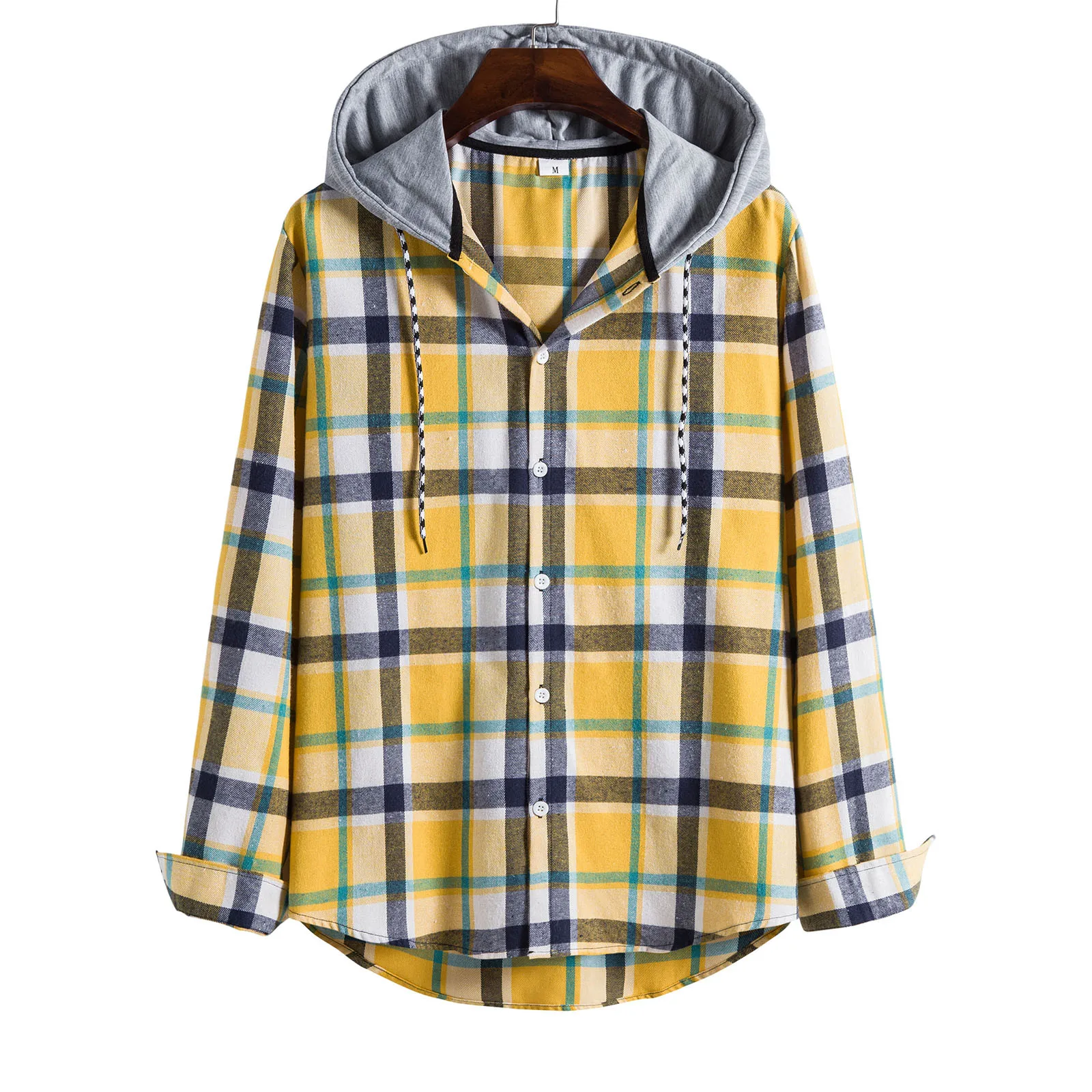 

Men's Casual Plaid Print Shirt Long Sleeve Single Breasted Hooded Shirt Short Sleeve T Shirts for Men