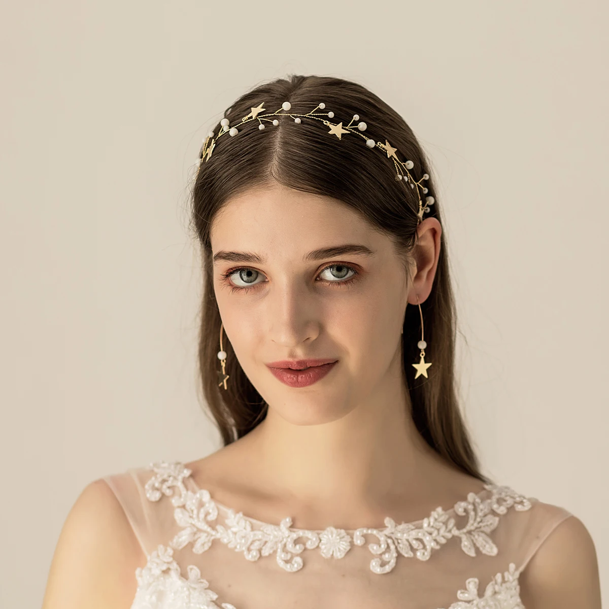 

O524 Retro Bridal Hairwear Bead Copper Stars Bridesmaid Handmade Headpiece Women Pageant Festival Gift Tiara Wedding Accessories