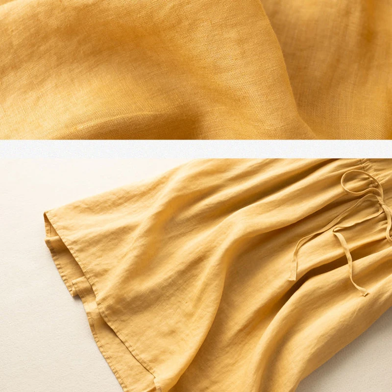 Платье женское из хлопка и льна тонкое свободное повседневное льняное платье до