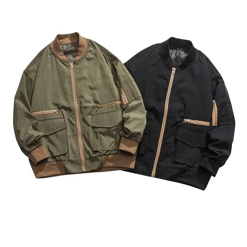 YPRS Men's Wear Japanese Vintage Outdoor Climbing Jacket Loose Fit Oversize Solid Color Multi-Pocket Casual Scene