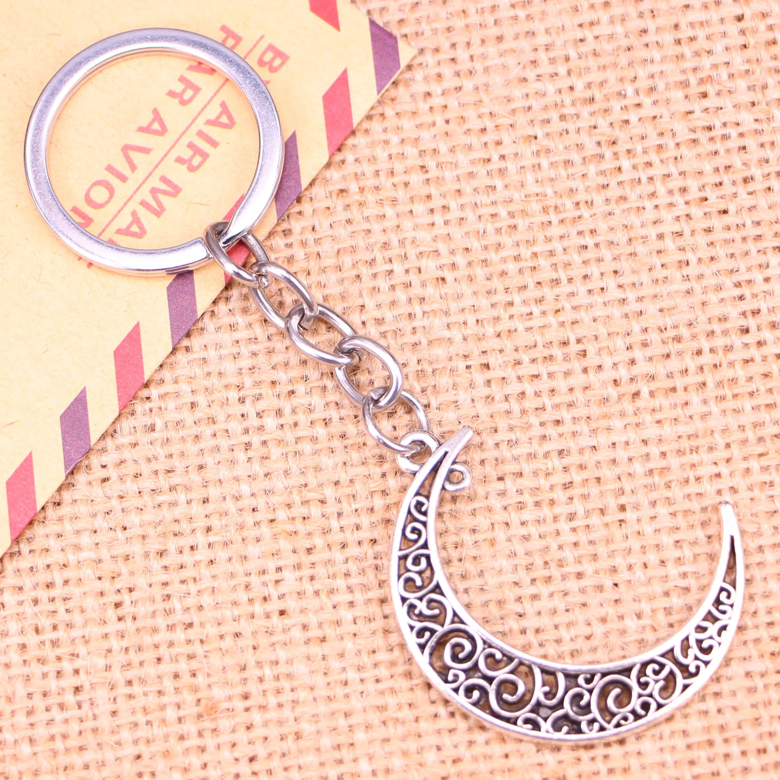 

Новинка, модный брелок для ключей, 40*30 мм, подвески «сделай сам» в виде полумесяца, мужские украшения, брелок для автомобильных ключей, сувен...