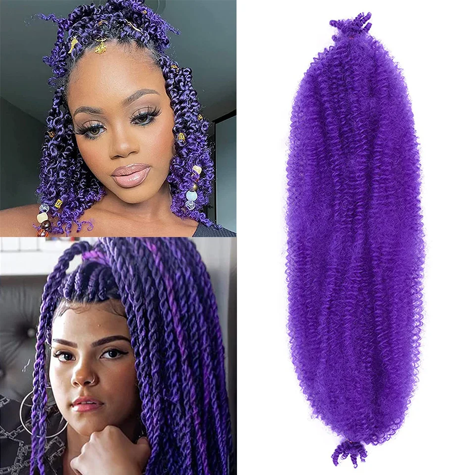 

Пружинные афро Твист фиолетовые волосы предварительно разделенные курчавые марли твист плетеные волосы мягкие синтетические крючком для ...