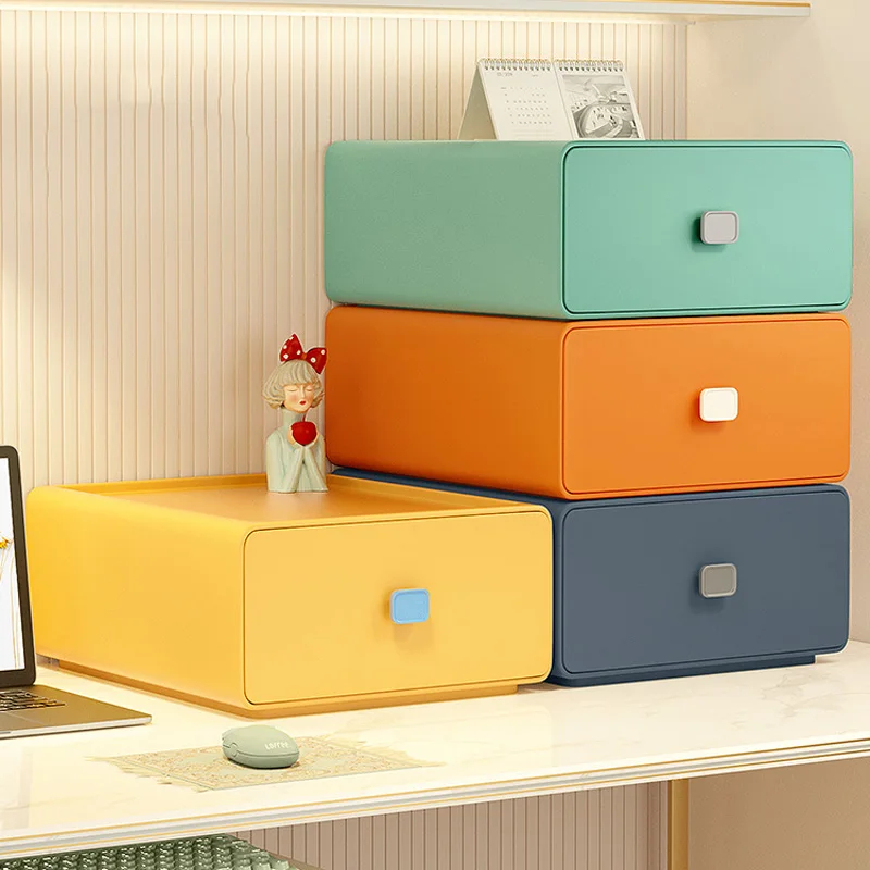 

Colorful Desktop Stackable Organizer Drawer Office Accessories Storage Box Makeup Plastic Storage Container Bathroom Storage