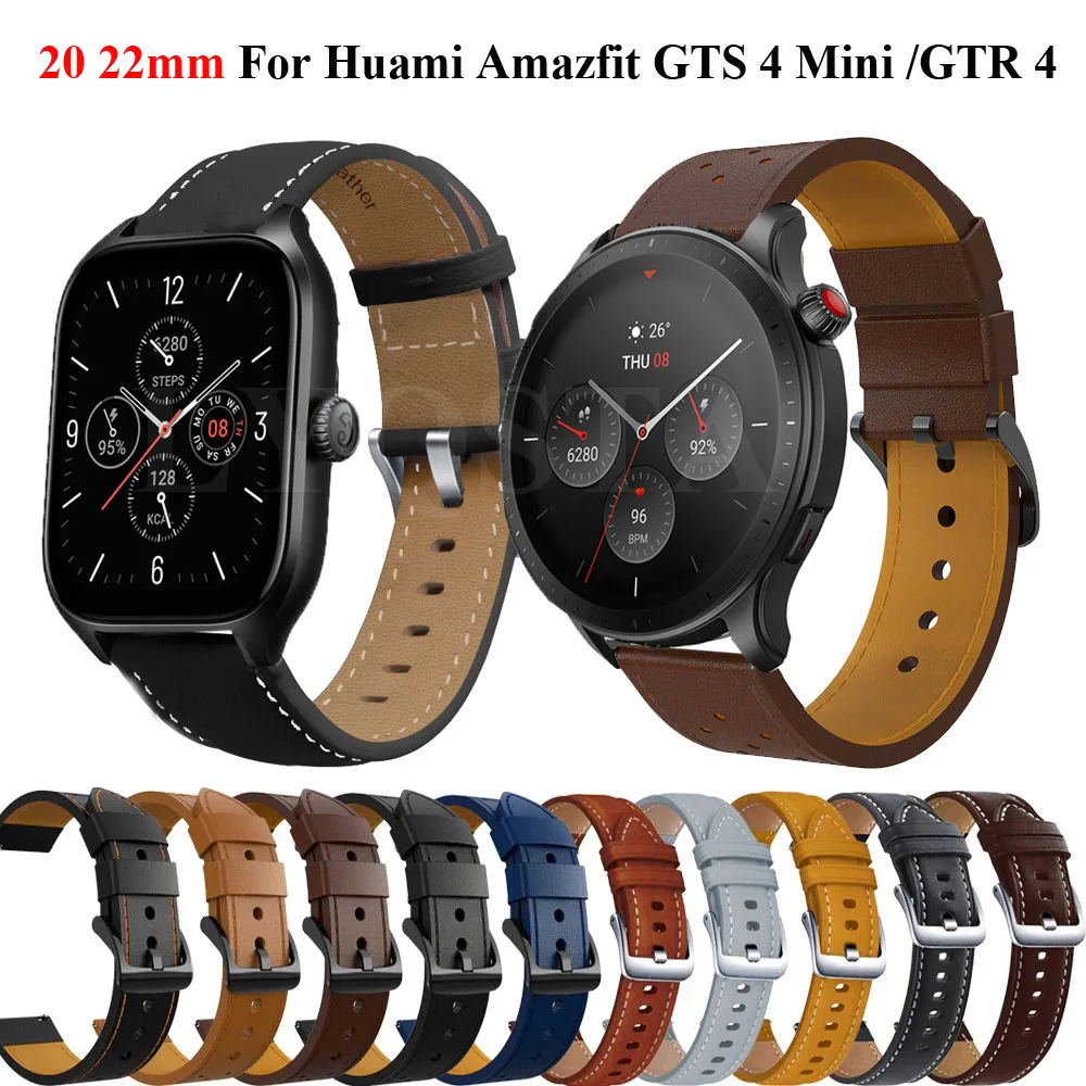 

Ремешок кожаный для Huami Amazfit GTS 4 Mini/3/2e/2 GTR 4 42 47 мм/Bip 3/U pro, сменный Спортивный Браслет, 20 22 мм
